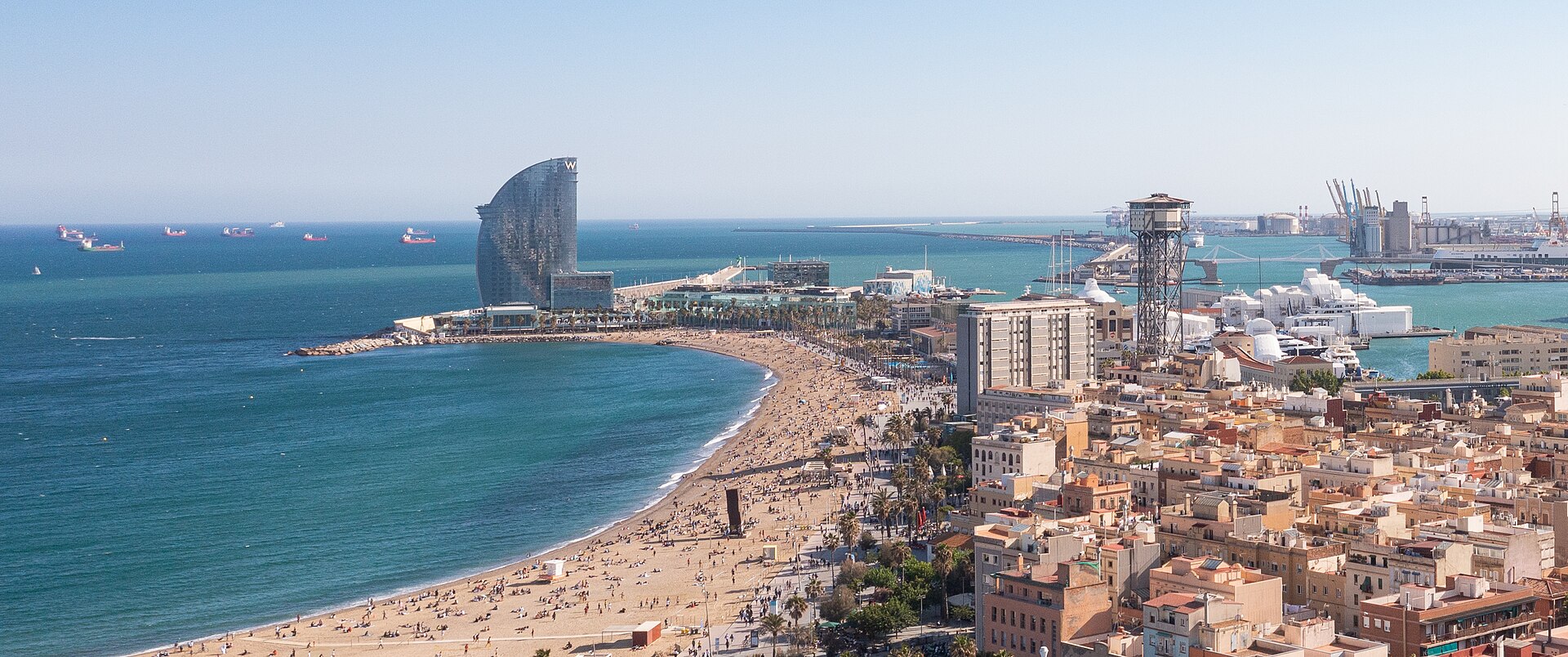 Barceloneta beach and Port Vell from above — Barcelona, Spain